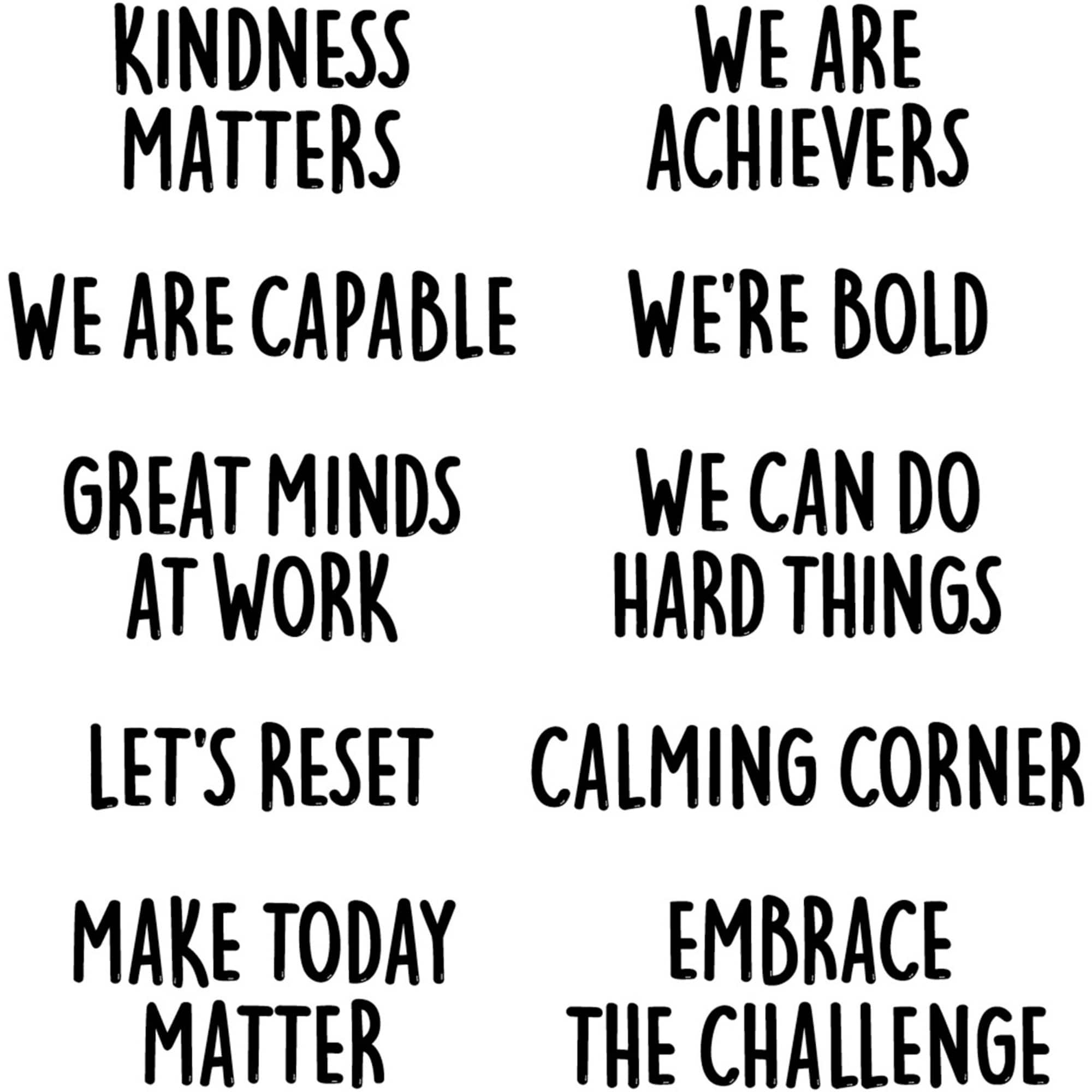 Creative Teaching Press® Core Décor Mindset Motivation 4" Punch-Out Phrases, 15 Phrases